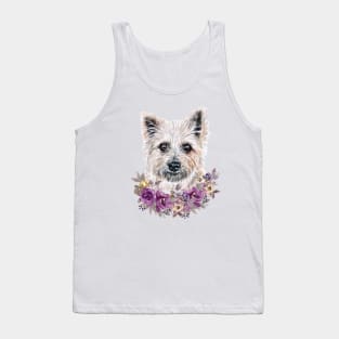 Cute Cairn Terrier With Flowers Illustration Art Tank Top